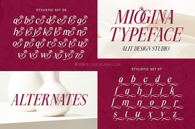 Miogina优雅的花体字英文字体